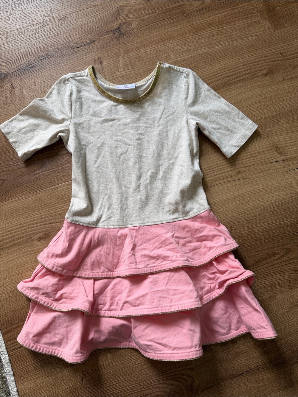 Hanna Andersson Gift Giving Lurex Trim Dress Pink size 110